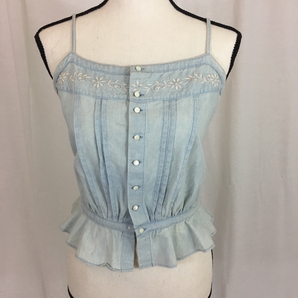 Embroidered Chambray Camisole